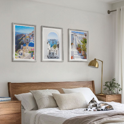 Set tablouri pentru dormitor Arhitectura din Santorini, Oia