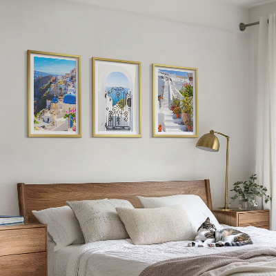 Set tablouri pentru dormitor Arhitectura din Santorini, Oia