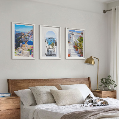 Set tablouri pentru dormitor Arhitectura din Santorini, Oia