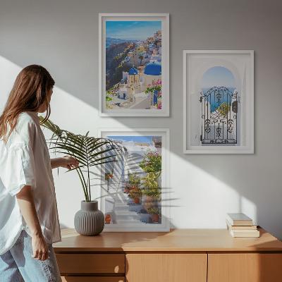 Set tablouri pentru dormitor Arhitectura din Santorini, Oia