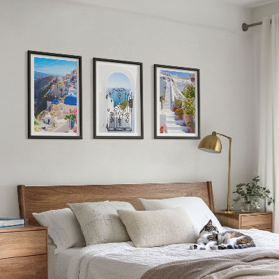 Set tablouri pentru dormitor Arhitectura din Santorini, Oia