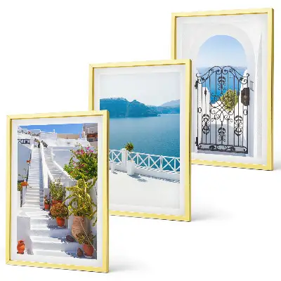 Set de tablouri decorative cu scări albe și plante la poarta mare