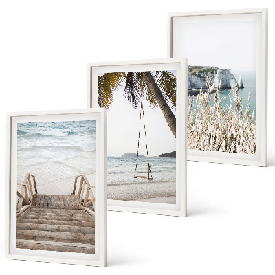 Set tablouri decorative Leagăn de scări din lemn pentru plajă
