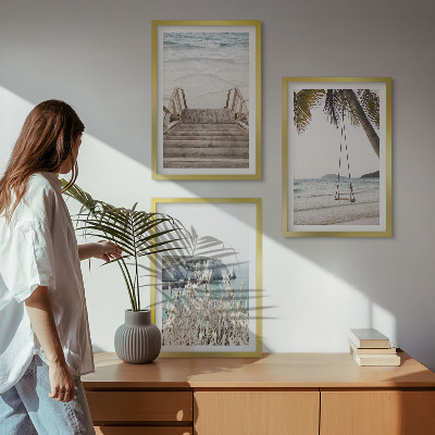 Set tablouri decorative Leagăn de scări din lemn pentru plajă