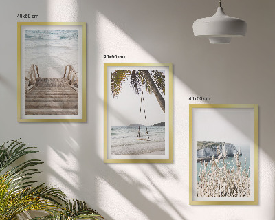 Set tablouri decorative Leagăn de scări din lemn pentru plajă