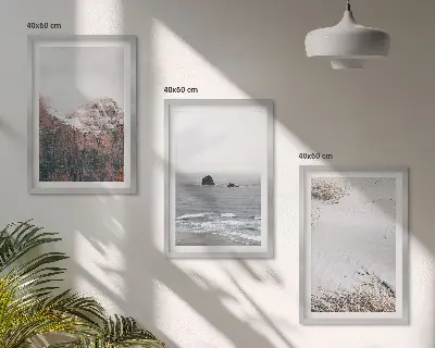 Set de tablouri pentru dormitor cu peisaj de munți, nori, mare, nisip și natură