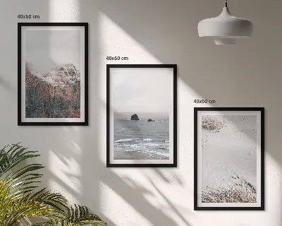 Set de tablouri pentru dormitor cu peisaj de munți, nori, mare, nisip și natură