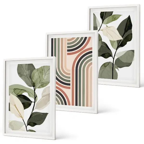 Set tablouri pentru dormitor cu motive vegetale geometrice