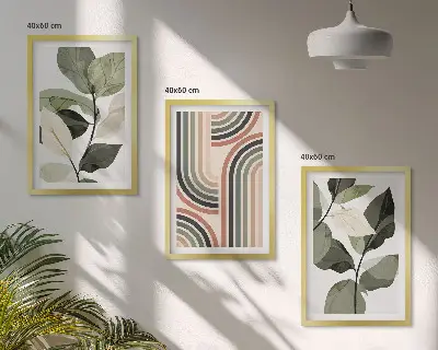 Set tablouri pentru dormitor cu motive vegetale geometrice