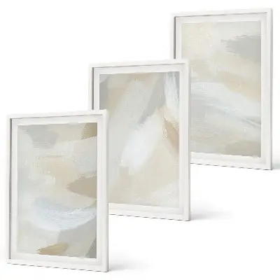 Set de tablouri pentru dormitor cu fundal abstract realizat prin tehnica pensulei