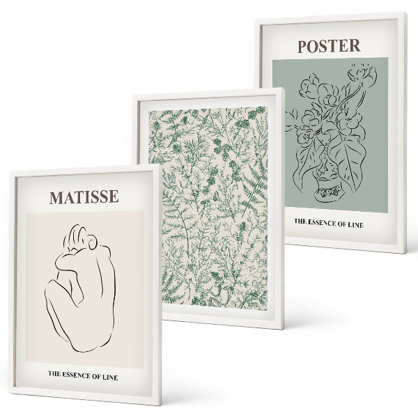 Set tablouri decorative Linii, modele vegetale, minimalism