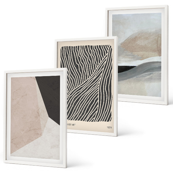 Set tablouri decorative Modele abstracte bej și gri