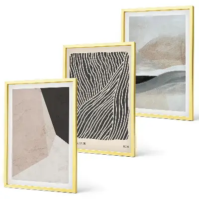 Set tablouri decorative modele abstracte în nuanțe de bej și gri