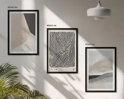 Set tablouri decorative modele abstracte în nuanțe de bej și gri