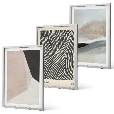 Set tablouri decorative modele abstracte în nuanțe de bej și gri