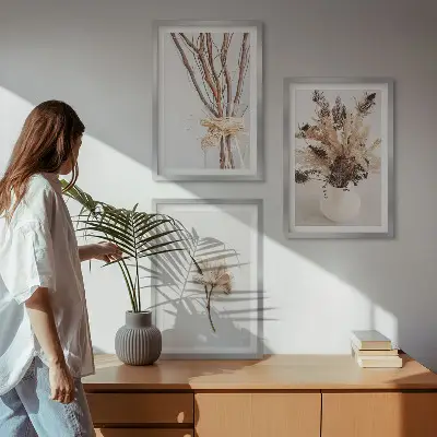 Set tablouri pentru dormitor cu model de flori și ramuri minimaliste