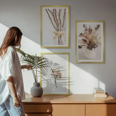 Set tablouri pentru dormitor cu model de flori și ramuri minimaliste