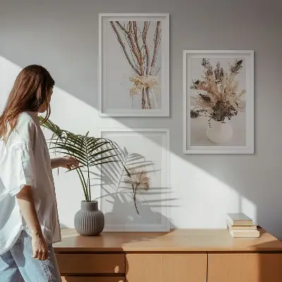 Set tablouri pentru dormitor cu model de flori și ramuri minimaliste