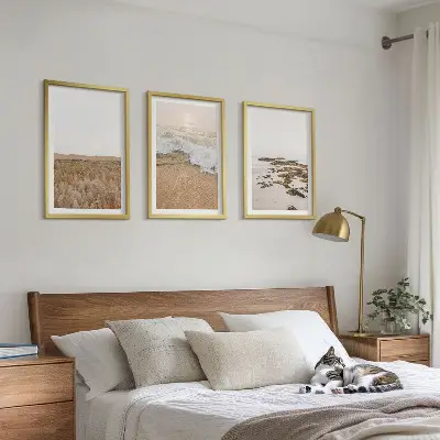 Set de tablouri pentru dormitor cu model de valuri de plajă și pietre