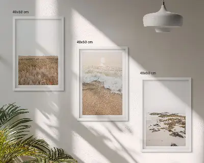 Set de tablouri pentru dormitor cu model de valuri de plajă și pietre