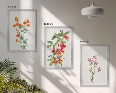 Set de tablouri pentru dormitor cu pictură retro de flori vintage