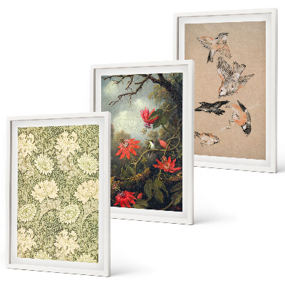Set tablouri decorative Flori păsări natură