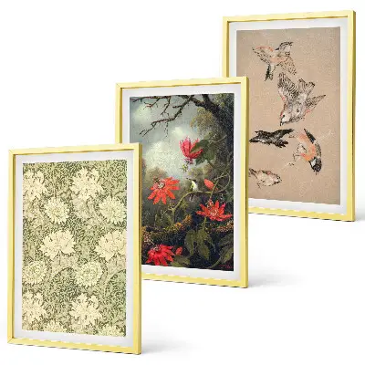 Set tablouri decorative cu motive de flori, păsări și natură