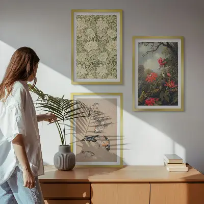 Set tablouri decorative cu motive de flori, păsări și natură