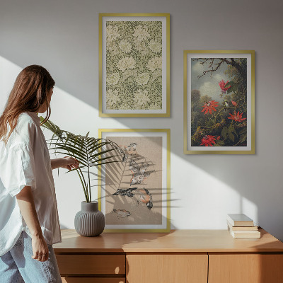 Set tablouri decorative Flori păsări natură