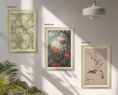 Set tablouri decorative cu motive de flori, păsări și natură