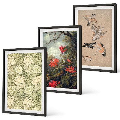 Set tablouri decorative Flori păsări natură