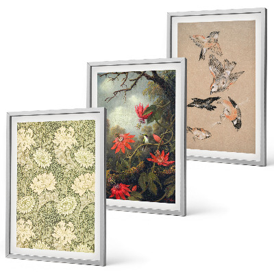 Set tablouri decorative Flori păsări natură