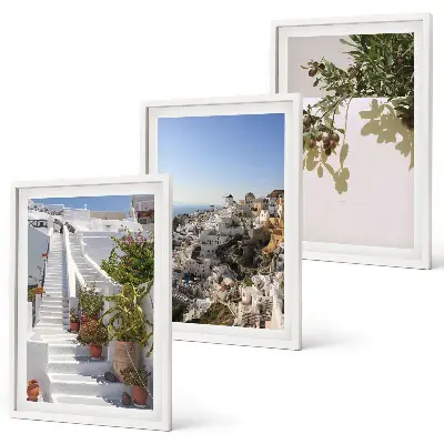 Set tablouri pentru dormitor scări albe cu vedere spre Santorini