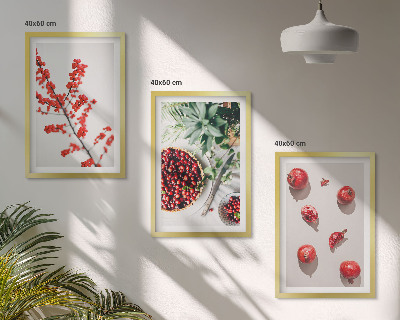 Set tablouri decorative Fructe roșii ale plantelor minimalistice