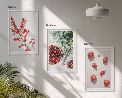 Set tablouri decorative Fructe roșii ale plantelor minimalistice