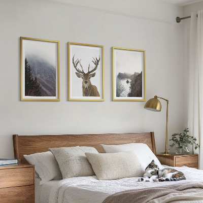 Set tablouri pentru dormitor Peisaj montan cu cerbi