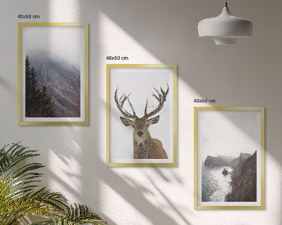 Set tablouri pentru dormitor Peisaj montan cu cerbi