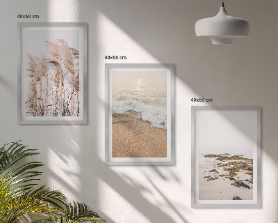 Set tablouri pentru dormitor Iarbă de plajă valuri pietre boho