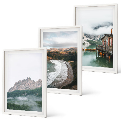 Set tablouri decorative Casă din lemn pe plaje montane