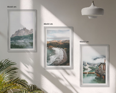 Set tablouri decorative Casă din lemn pe plaje montane