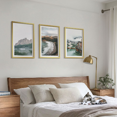 Set tablouri decorative Casă din lemn pe plaje montane
