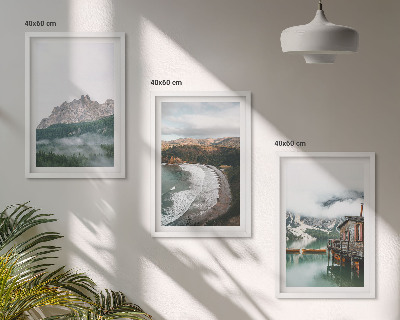 Set tablouri decorative Casă din lemn pe plaje montane