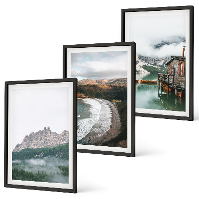 Set tablouri decorative Casă din lemn pe plaje montane