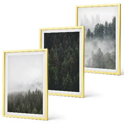 Set de tablouri pentru dormitor cu peisaj de pădure verde în ceață
