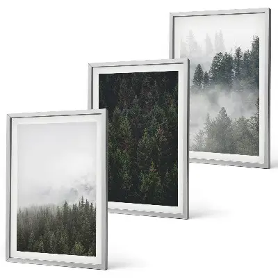Set de tablouri pentru dormitor cu peisaj de pădure verde în ceață