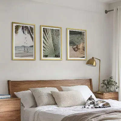 Set tablouri pentru dormitor cu tematică de vacanță pe plajă și frunze de leagăn