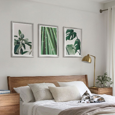 Set tablouri decorative Tulpini de bambus și frunze de monstera