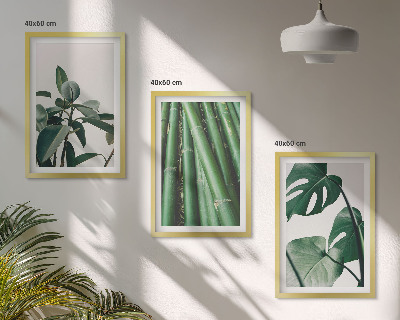 Set tablouri decorative Tulpini de bambus și frunze de monstera