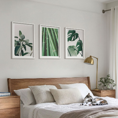 Set tablouri decorative Tulpini de bambus și frunze de monstera