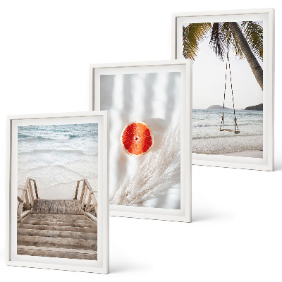 Set tablouri decorative Vacanță pe scări de lemn pe plajă